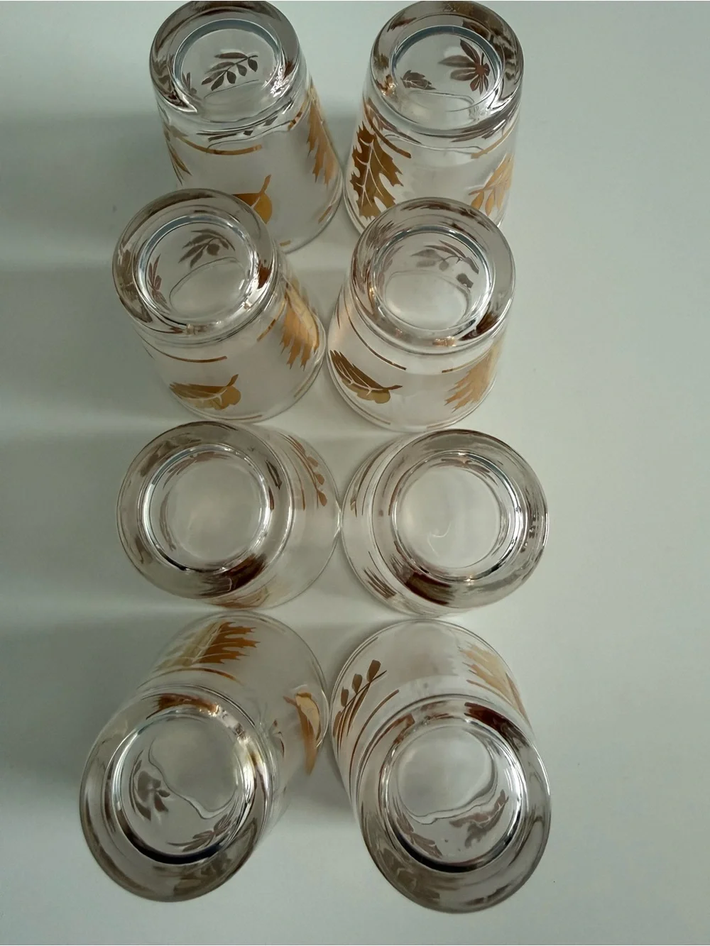 Libbey Vintage Mid Century Modern 1950’s Golden Foliage Shot Glasses